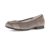 Ballerina GABOR "FLORENZ", Damen, Gr. 38,5, grau (taupe), Ziegenveloursleder, unifarben, Schuhe Ballerina, Businessschuh, Halbschuh, Schlupfschuh in Bequemweite G (= weit) (59946613-38,5) taupe