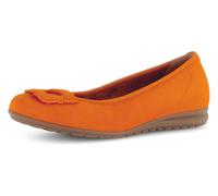 Ballerina GABOR "FLORENZ", Damen, Gr. 38,5, orange, Ziegenveloursleder, unifarben, festlich, Schuhe Ballerina, Bequemschuh, Businesschuh, Elastikeinfass, Komfortweite G (=weit) (32583239-38,5) orange