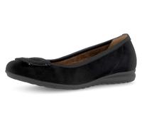 Ballerina GABOR "FLORENZ", Damen, Gr. 38,5, schwarz, Ziegenveloursleder, unifarben, festlich, Schuhe, Bequemschuh, Businesschuh, Elastikeinfass, Komfortweite G (=weit) (53956117-38,5) schwarz