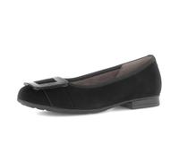 Ballerina GABOR "FLORENZ", Damen, Gr. 38,5, schwarz, Ziegenveloursleder, unifarben, elegant, Schuhe, Businessschuh, Halbschuh, Schlupfschuh in Bequemweite G (= weit) (89473127-38,5) schwarz