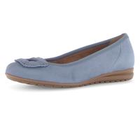 Ballerina GABOR "FLORENZ", Damen, Gr. 40, blau (jeansblau), Ziegenveloursleder, unifarben, festlich, Schuhe, Bequemschuh, Businesschuh, Elastikeinfass, Komfortweite G (=weit) (38716200-40) jeansblau