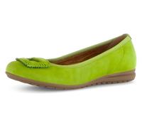 Ballerina GABOR "FLORENZ", Damen, Gr. 40, grün (apfelgrün), Ziegenveloursleder, unifarben, festlich, Schuhe Ballerina, Bequemschuh, Businesschuh, Elastikeinfass, Komfortweite G (=weit) (61816845-40) a