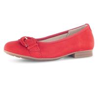 Ballerina GABOR "FLORENZ", Damen, Gr. 41, rot, Ziegenveloursleder, unifarben, klassisch, Schuhe, Blockabsatz, Businessschuh, Komfortschuh mit Elastikeinfass, Weite G (59974847-41) rot