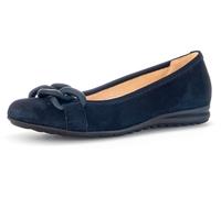 Ballerina GABOR "FLORENZ", Damen, Gr. 42, blau (nachtblau), Ziegenveloursleder, Schuhe Ballerina, Keilabsatz, Bequemschuh, Slipper, Businessschuh in Weite G (=weit) (14933332-42) nachtblau