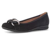 Ballerina GABOR "FLORENZ", Damen, Gr. 42, schwarz, Ziegenveloursleder, Schuhe Ballerina, Keilabsatz, Bequemschuh, Slipper, Businessschuh in Weite G (=weit) (78246951-42) schwarz