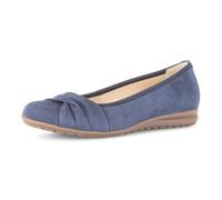 Ballerina GABOR "FLORENZ", Damen, Gr. 44, blau, Ziegenveloursleder, Schuhe Ballerina, Businessschuh, Slipper, Schlupfschuh mit Zierriegel, Weite G (=weit), Topseller (95482837-44)