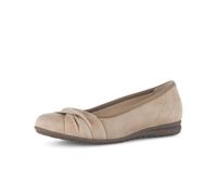 Ballerina GABOR "FLORENZ", Damen, Gr. 39, beige, Ziegenveloursleder, Schuhe Ballerina, Businessschuh, Slipper, Schlupfschuh mit Zierriegel, Weite G (=weit) (34301334-39) beige