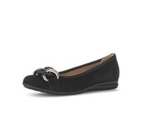 Ballerina GABOR "FLORENZ", Damen, Gr. 41, schwarz, Ziegenveloursleder, Schuhe Ballerina, Keilabsatz, Bequemschuh, Slipper, Businessschuh in Weite G (=weit) (78246951-41) schwarz