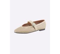 Ballerina HEINE, Damen, Gr. 37, beige (ecru), Glattleder, Leder, Rindsleder, Schuhe Ballerina (11546120-37) ecru