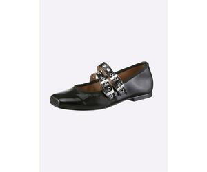 Ballerina HEINE, Damen, Gr. 37, schwarz, Glattleder, Lackleder, Leder, Rindsleder, Schuhe Ballerina (19704218-37) schwarz