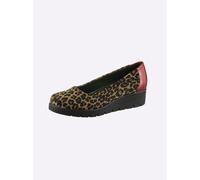 Ballerina HEINE, Damen, Gr. 38, braun (braun, schwarz), Glattleder, Lackleder, Leder, Textil, Schuhe Ballerina (26371618-38) braun, schwarz