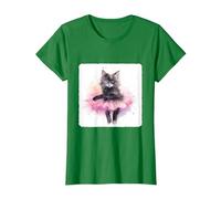 Ballerina Katze in einem Tutu. Anmutige Katze Ballerina in einem Tutu T-Shirt, Damen, Dunkelgrün, 3XL