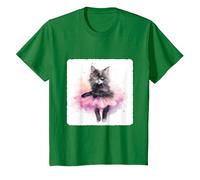 Ballerina Katze in einem Tutu. Anmutige Katze Ballerina in einem Tutu T-Shirt, Kinder, Dunkelgrün, 92