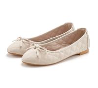Ballerina LASCANA, Damen, Gr. 38, beige, Obermaterial: 100% Lederimitat. Futter: 100% Textilmaterial. Decksohle: 100% Textilmaterial. Laufsohle: 100% Synthetik, unifarben, feminin, Schuhe, mit Schleif