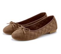 Ballerina LASCANA "Slipper, Schlüpfschuh, Freizeitschuh, Slip-On-Sneaker", Damen, Gr. 37, braun (cognacfarben), Obermaterial: 100% Lederimitat. Decksohle: 100% Textilmaterial. Futter: 100% Textilmater