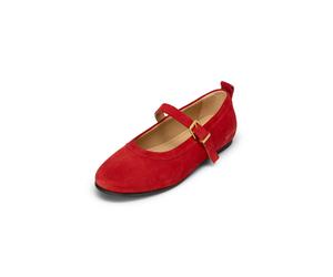 Ballerina MARC O'POLO "aus geöltem Veloursleder", Damen, Gr. 36, shiny rot, Obermaterial: 100% Leder (Rind), unifarben, Schuhe Ballerina (13545607-36) shiny rot