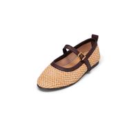 Ballerina MARC O'POLO "in Raffia-Bast-Optik mit Leder", Damen, Gr. 41, natural, Obermaterial: 55% Polypropylen, 45% Polyester, unifarben, Schuhe Ballerina (84917101-41) natural