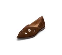 Ballerina MARC O'POLO "mit modernen Metallösen", Damen, Gr. 39, schwarz cognac, Obermaterial: 100% Leder (Rind), unifarben, Schuhe Ballerina (21700158-39) schwarz cognac