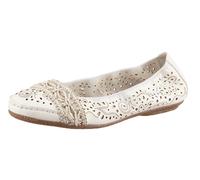 Ballerina RIEKER, Damen, Gr. 39 (5,5/6), weiß, Lederimitat, Schuhe Ballerina, Slipper, Flache Schuhe mit Rundum-Gummizug (40624919-39) weiß