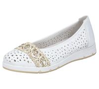 Ballerina RIEKER, Damen, Gr. 42, beige (weiß, hellbeige), Lederimitat, kontrastfarbene Details, Schuhe Ballerina (61479504-42) weiß, hellbeige