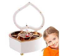 Ballerina-Schmuckbox - 7 Zoll Heart Music | Aufbewahrungsbox aus ABS - drehbarer Musik-Tänzerin-Organizer für Halsketten, Armbänder und Ohrringe für Mädchen, dekoratives Geschenk