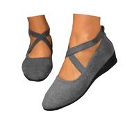 Ballerina Schuhe Damen Flache Bequeme Balerinaschuhe - Freizeit Pumps Orthopädische Sommer Weich Mary Jane Loafer Schlupfschuhe Leichte Elegant Slingpumps Damenschuhe Halbschuhe Grau 40