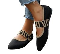 Ballerina Schuhe Damen Schwarze Stoff Ballerinas Flach Runde Zehe Trachtenschuhe Ballettschuhe Klasssische Slip-On Flache Balerinaschuhe Weich Atmungsaktive Flat Damenschuhe
