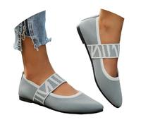Ballerina Schuhe - Damen Sommer Sportlich Flache Für Runde Zehe Ballerinas Sommerschuhe Damenschuhe Breite Atmungsaktive Balerinaschuhe Trachtenschuhe Klasssische Slip-On Flat Hellgrau 37