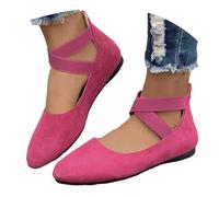 Ballerina Schuhe - Damen Sportliche Ballerinas Flach Runde Zehe Walkingschuhe Ballettschuhe Geschlossene Breite Damenschuhe Balerinaschuhe Slip-On Bequem Trachtenschuhe Tanzschuhe Heißes Rosa 38