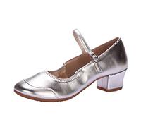Ballerina-Schuhe mit kleinem Absatz, für Damen, bequem, schick, Ballerinas, quadratischer Absatz, runde Spitze, verstellbare Riemchen und Schnalle, rutschfeste Komfortsohle, elegante Ballerina, Tanz