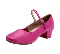 Ballerina-Schuhe mit kleinem Absatz, für Damen, bequem, schick, Ballerinas, quadratischer Absatz, runde Spitze, verstellbare Riemchen und Schnalle, rutschfeste Komfortsohle, elegante Ballerina, Tanz