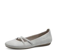 Ballerina TAMARIS "Caterina", Damen, Gr. 40 (6,5), weiß (quarz), Lederimitat, Schuhe Ballerina, Flats, Festtagsmode, Slipper mit Gummizugriemchen, Topseller (16841258-40)