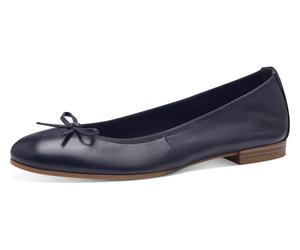 Ballerina TAMARIS, Damen, Gr. 36, blau, Leder, unifarben, Schuhe Ballerina, Flats, Slipper, Businessschuh mit dekorativer Schleife (783717-36) blau
