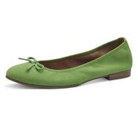 Ballerina TAMARIS, Damen, Gr. 37, grün (apfelgrün), Ziegenveloursleder, Textil, modisch, Schuhe, Blockabsatz, Businessschuh, Schlupfschuh mit süßer Zierschleife (83189930-37) apfelgrün