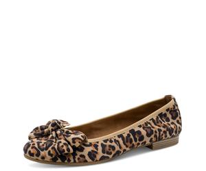 Ballerina TAMARIS, Damen, Gr. 39, leoprint, Ziegenveloursleder, Schuhe Ballerina, Blockabsatz, Businessschuh, Schlupfschuh hat eine schmale Form (58908355-39) leoprint
