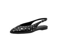 Ballerina TAMARIS "Tamaris Ballerinas Lederimitat", Damen, Gr. 37, schwarz, silber, Lederimitat, Schuhe Ballerina (49935049-37) schwarz, silber