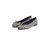 Ballerina TOMMY HILFIGER "TH CHARM JACQUARD BALLERINA", Damen, Gr. 38, dunkelblau, ecru, Textil, Schuhe Ballerina, Businessschuh, Schlupfschuh mit süßer Zierschleife (69642441-38) dunkelblau, ecru