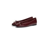 Ballerina TOMMY HILFIGER "TH CHARM PATENT BALLERINA", Damen, Gr. 40, rot (dunkelrot), Lackleder, Schuhe Ballerina, Businessschuh, Schlupfschuh goldfb. TH-Schmuckelement, schmale Form (60356421-40) dun