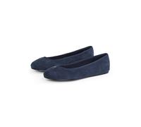 Ballerina TOMMY HILFIGER "TH HARDWARE SUEDE BALLERINA", Damen, Gr. 41, blau (dunkelblau), Veloursleder, Schuhe Ballerina, Flats, Businessschuh, Bequemschuh, Schlupfschuh mit TH-Logo (97049058-41)