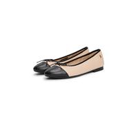 Ballerina TOMMY HILFIGER "TOE CAP LEATHER BALLERINA", Damen, Gr. 40, zartrose, schwarz, Leder, unifarben mit Farbeinsatz, klassisch, Schuhe, Businesschuh, Schlupfschuh in schmaler Form (67033355-40) z
