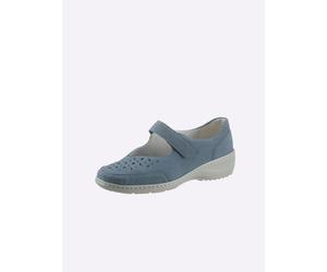 Ballerina WALDLÄUFER, Damen, Gr. 7, blau (jeansblau), Nubukleder, Schuhe Ballerina (66315933-7) jeansblau