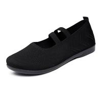 Ballerinas Damen Strick Ballettschuhe Runder Zehenpartie Riemchenballerinas mit Niedriger Blockabsatz Leichte Atmungsaktiv Ballettschuhe Lässiger Stil Halbschuhe Damenschuhe Slip-On Schuhe