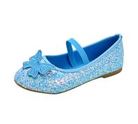Ballerinas für Kinder, Mädchen, glitzernde und bequeme flache Schuhe für Mädchen, zum Reinschlüpfen, Ballerina, Prinzessinnen-Party, Kleid, blau, 27 EU