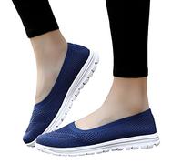 Ballet Flats - Damen Schuhe Sommer Barfuss Ballerina Sportlich Spitz Runde Zehe Balerinaschuhe Atmungsaktive Klasssische Tanzschuhe Flache Slip-On Breite Walkingschuhe Flat Dunkelblau 41