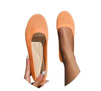 Ballet Flats - Sommerschuhe Damen Ballerinas Schuhe Ballerina Geschlossene Slip-On Tanzschuhe Walkingschuhe Breite Spitz Trachtenschuhe Balerinaschuhe Weich Runde Zehe Flache Orange 36