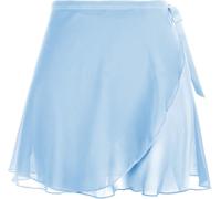 Ballett Rock Blau Wickelrock Tanz Rock aus Chiffon Mit Taille Ballettrock Schnür Gymnastik Ballettrock für Mädchen und Damen(Hellblau)