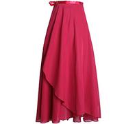 Ballett Wickelrock Chiffon Damen Tanz Rock Mit Taille Krawatte Maxi Länger Und Dünner Burgunderrot