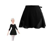 Ballett Wickelrock, Tanz Rock aus Chiffon, Kurz Gymnastik Ballettrock mit Verstellbare Taille, Atmungsaktiv Tanzröcke, Chiffonrock mit Taille Krawatte für Mädchen Damen Ballerina, Schwarz, L, 1 Stück