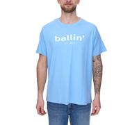 Ballin Est. 2013 Herren nachhaltiges Baumwoll-Shirt mit Logo-Print auf der Front Kurzarm-Shirt SH-REG-H050 Hellblau S
