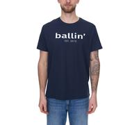 Ballin Est. 2013 Herren nachhaltiges Baumwoll-Shirt mit Logo-Print auf der Front Kurzarm-Shirt SH-REG-H050 Dunkelblau S